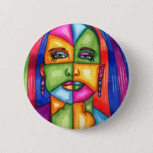 Lady Of The Stars Abstract Woman Original art 6 Cm Round Badge
