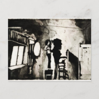 Lady on a chair postcard