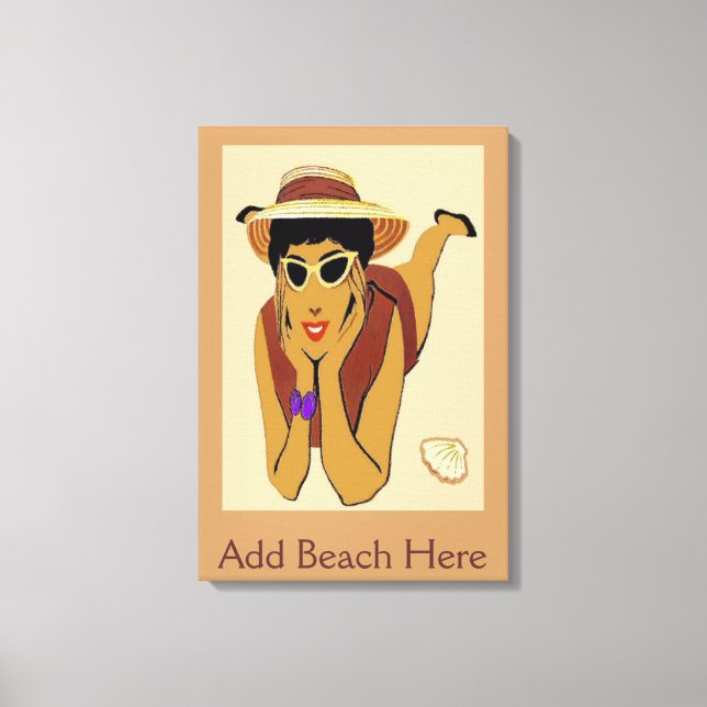 Lady On Beach, Add text Canvas Print (Front)