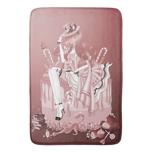 Lady on Birthday Cake Bath Mat (Front Vertical)