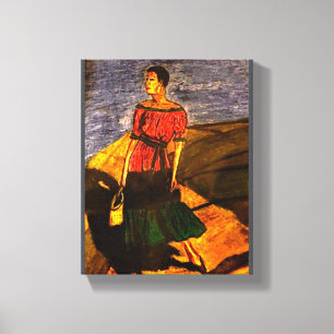 LADY ON DECK CANVAS PRINT
