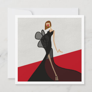 Lady on Red Carpet Fashion Illustration Invitation