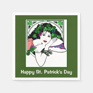 Lady On St. Patricks Day Napkins