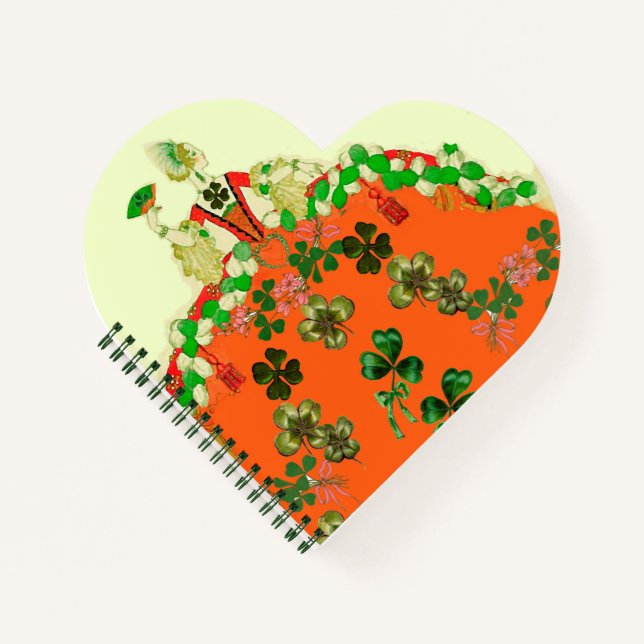 LADY ORANGE AND SHAMROCKS St. Patricks Day Notebook (Front)