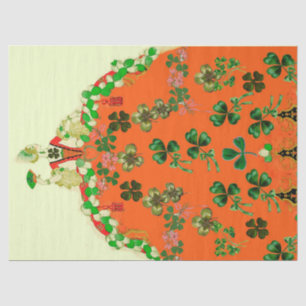 LADY ORANGE AND SHAMROCKS St. Patricks Day Party Tissue Paper
