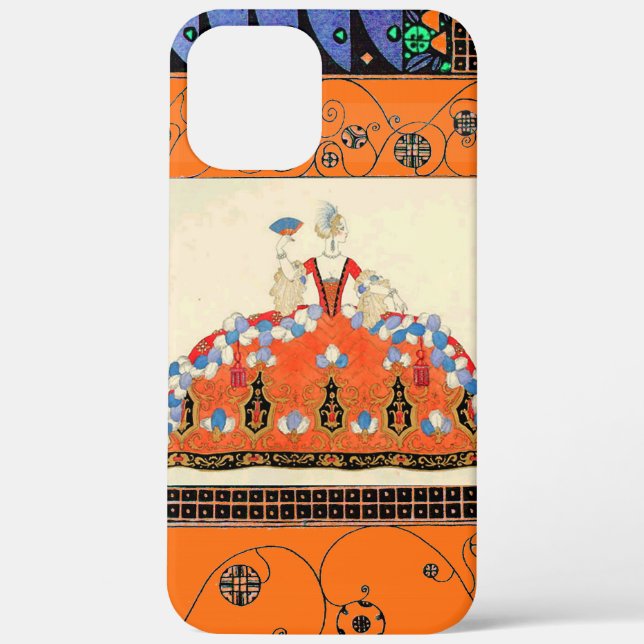 LADY ORANGE BLACK SWIRLS /FASHION COSTUME DESIGNER Case-Mate iPhone CASE (Back)