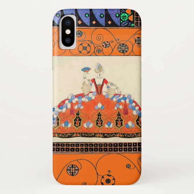 LADY ORANGE BLACK SWIRLS /FASHION COSTUME DESIGNER Case-Mate iPhone CASE (Back)
