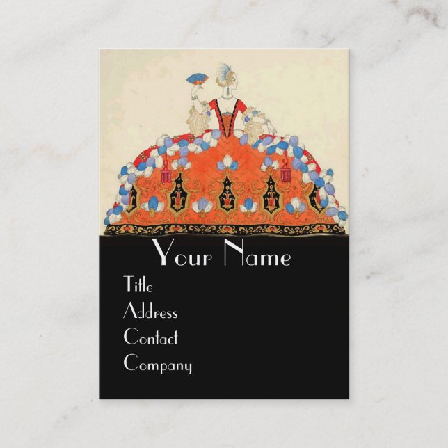 LADY ORANGE FASHION COSTUME DESIGNER MAKEUP ARTIST BUSINESS CARD (Front)