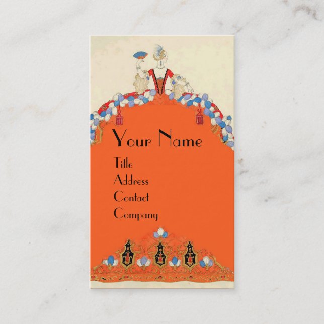 LADY ORANGE FASHION COSTUME DESIGNER MAKEUP ARTIST BUSINESS CARD (Front)