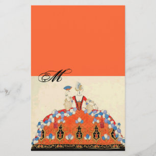 LADY ORANGE FASHION COSTUME DESIGNER MONOGRAM STATIONERY