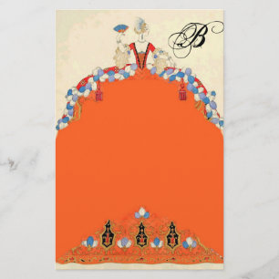 LADY ORANGE FASHION COSTUME DESIGNER MONOGRAM STATIONERY