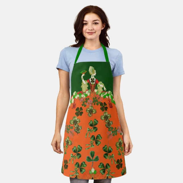 LADY ORANGE,SHAMROCKS St. Patricks Day Green Apron (Worn)