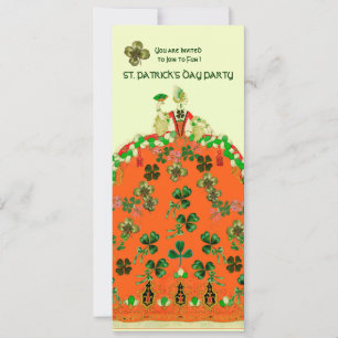 LADY ORANGE WITH SHAMROCKS ST. PATRICKS DAY PARTY INVITATION