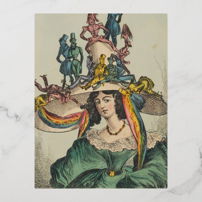 Lady - Party Hat Foil Holiday Postcard (Front)