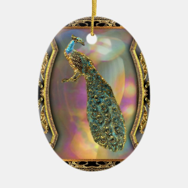 Lady Peacock Ceramic Tree Decoration (Front)