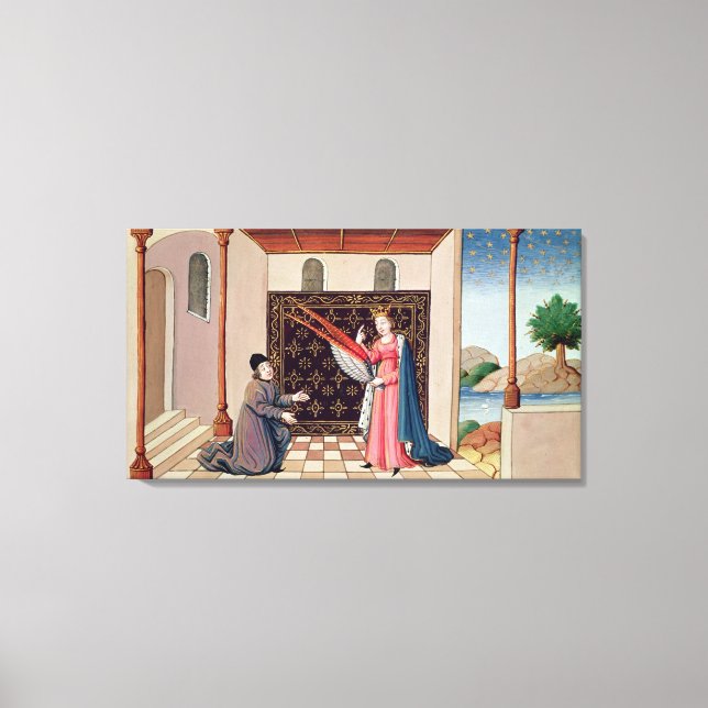 Lady Philosophy offers to Boethius  wings Canvas Print (Front)
