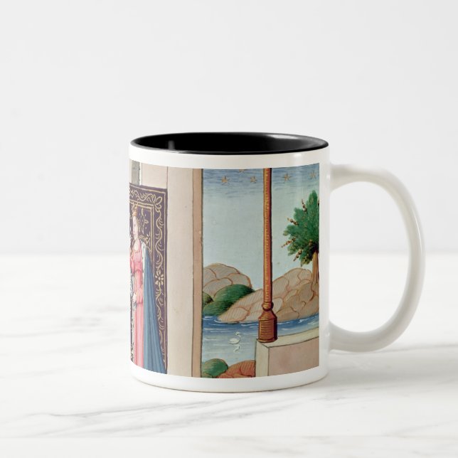Lady Philosophy offers to Boethius  wings Two-Tone Coffee Mug (Right)