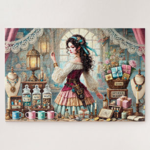 Lady Pirate Elegant Treasure Shop Scene Jigsaw Puzzle