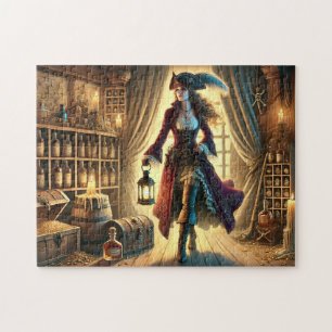 Lady Pirate's Rum & Treasure Nautical Gift Jigsaw Puzzle