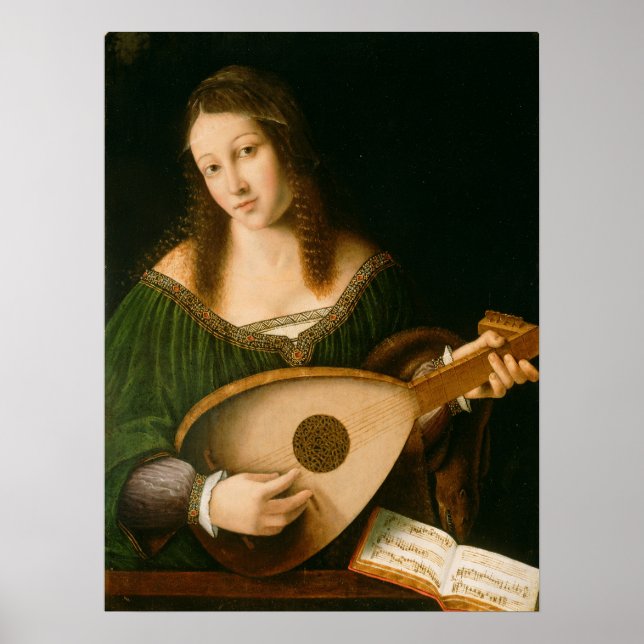 Lady Playing a Lute Poster (Front)
