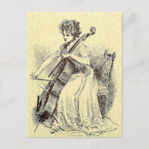 Lady Playing Cello Postcard