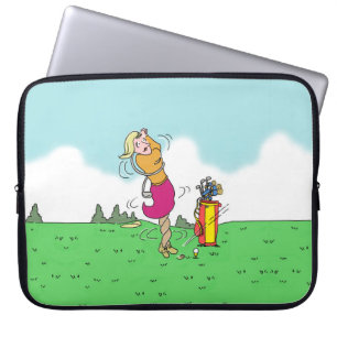 Lady Playing Golf and Getting in a Twist Laptop Sleeve
