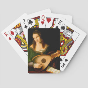 Lady Playing Lute Fine Art Renaissance Painting Cards