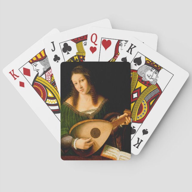 Lady Playing Lute Fine Art Renaissance Painting Playing Cards (Back)