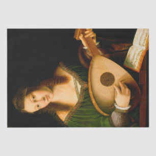 Lady Playing Lute Fine Art Renaissance Painting Tissue Paper