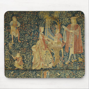 Lady playing the portative organ from mouse mat