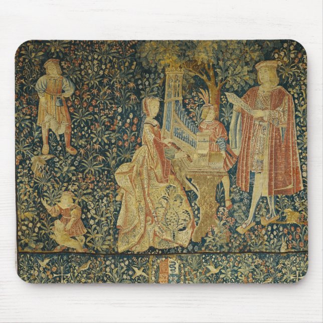 Lady playing the portative organ from mouse mat (Front)