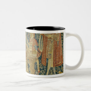 Lady playing the portative organ from Two-Tone coffee mug