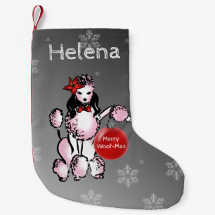 Lady Poodle shows your Christmas wishes! Small Christmas Stocking