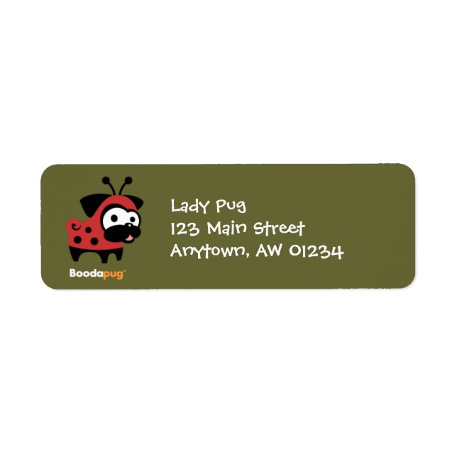 Lady Pug Return Address Label (Green) (Front)