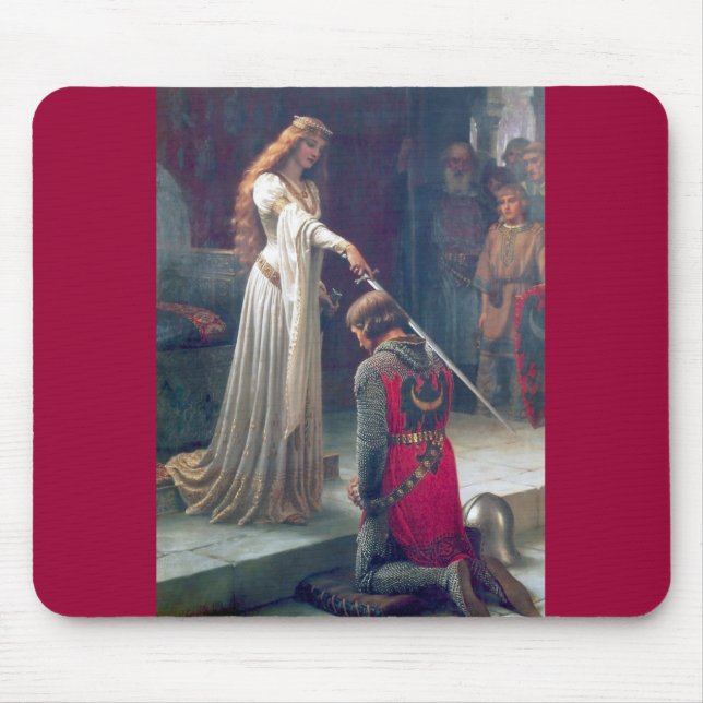 Lady queen knighting knight antique painting mouse mat (Front)