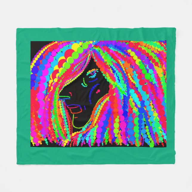 Lady Rainbow Fleece Blanket (Front (Horizontal))