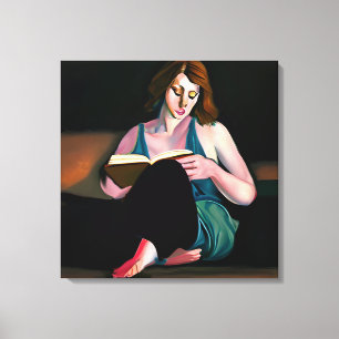 Lady Reading a Book Just Chilling Canvas Print