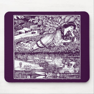 Lady Reading beside a pond Mouse Mat