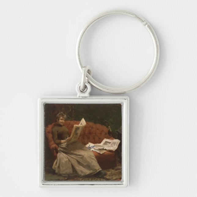 Lady Reading Key Ring (Front)