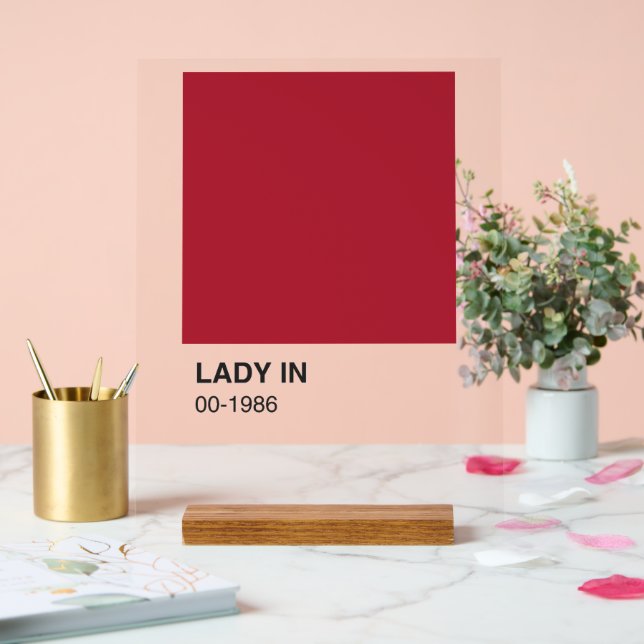 Lady Red Colour Song - Clear Background Acrylic Sign (Wedding)