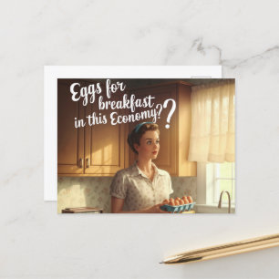 Lady Retro Kitchen Eggs For Breakfast economy Postcard