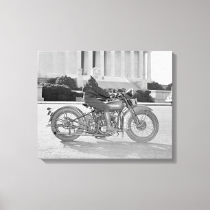 Lady Riding Motorcycle, 1937 Canvas Print