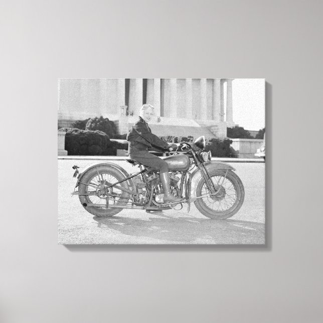Lady Riding Motorcycle, 1937 Canvas Print (Front)