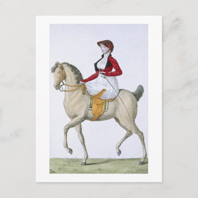 Lady riding sidesaddle, from 'Costumes Parisien', Postcard (Front)