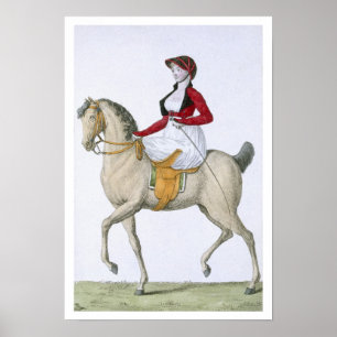 Lady riding sidesaddle, from 'Costumes Parisien', Poster