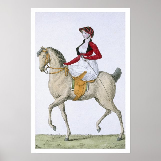 Lady riding sidesaddle, from 'Costumes Parisien', Poster (Front)