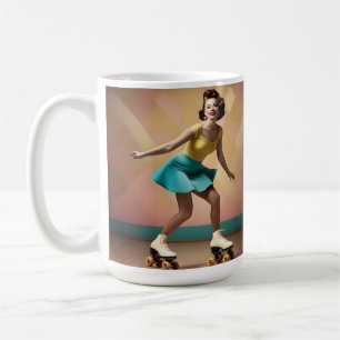 Lady Roller Skating Backwards, Coffee Mug