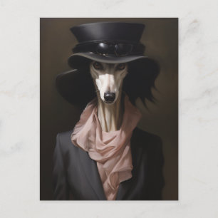 Lady Saluki Top Hat Postcard
