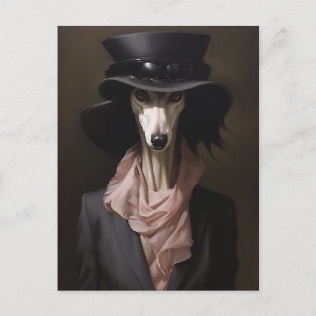 Lady Saluki Top Hat Postcard (Front)