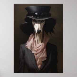 Lady Saluki Top Hat Poster